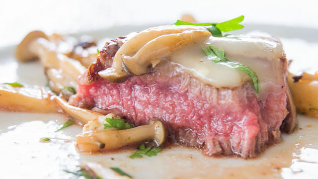 Steak with Brie and Mushrooms