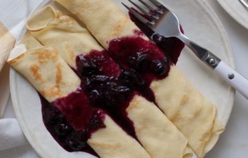 Crepes with Honey Ricotta and Blueberry Sauce