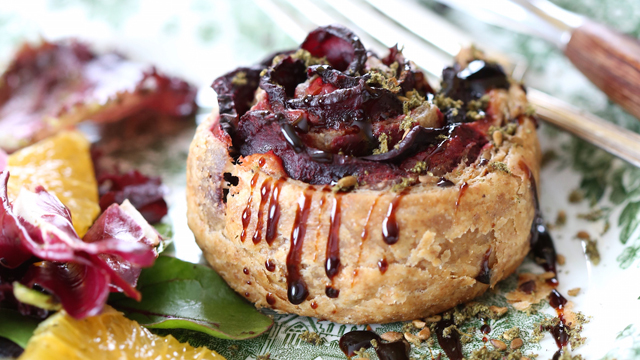 Beet Tarts with Goat Cheese with Caramelized Onions