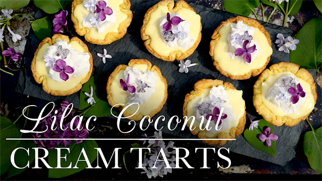Lilac Coconut Cream Tarts recipe