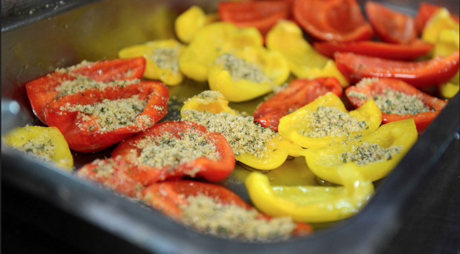 roasted peppers with breadcrumbs
