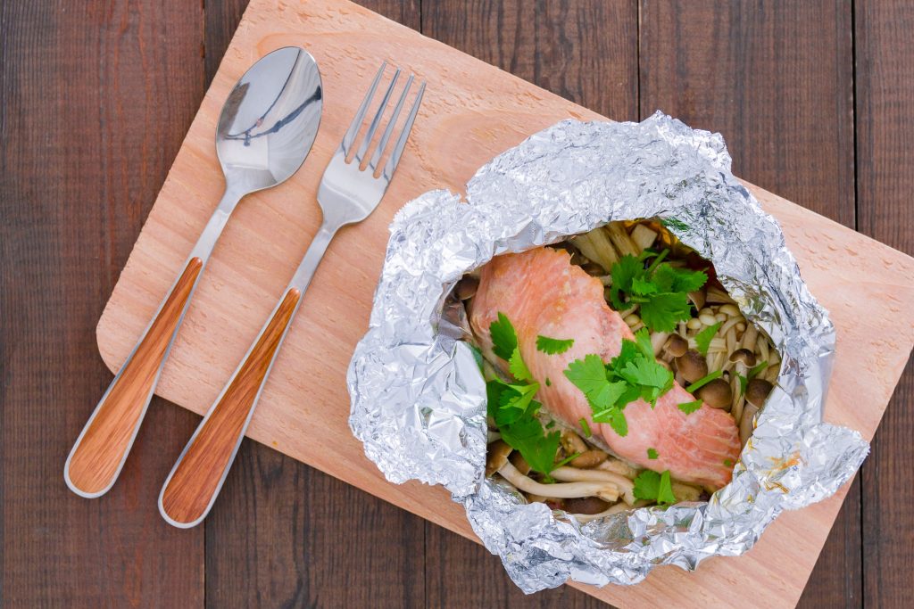 This steamed salmon and mushroom dish proves that cooking for one can be fun and not result in a week of leftovers.