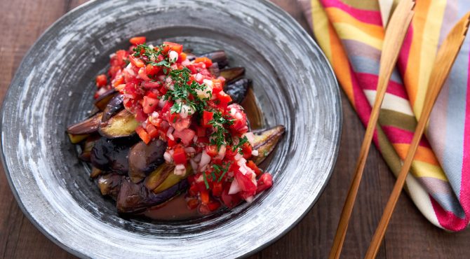 Eggplant Salad with Red Pepper Relish