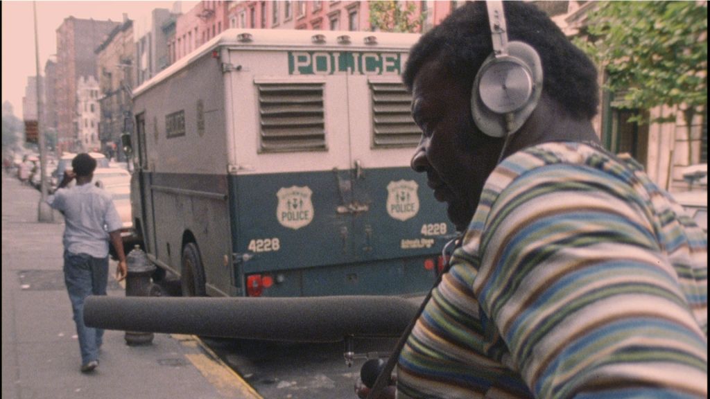 African American sound recorder on the streets