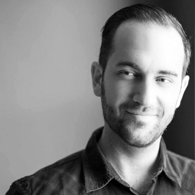 Filmmaker Matt Fuller, director of Autism in Love, in black and white portrait