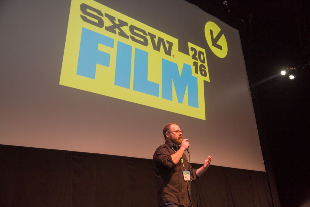 Director Keith Maitland introduces his film Tower on stage at the 2016 South by Southwest Film Festival