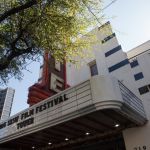 Marquee of the State Theatre in Austin before the SXSW premiere of Tower