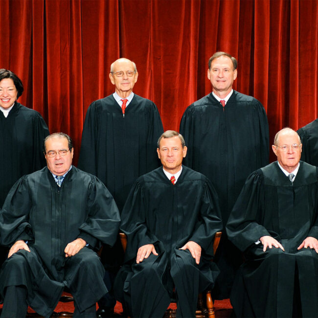 The Supreme Court of the United States, including the late Antonin Scalia (there are currently 8 justices until a 9th is confirmed).