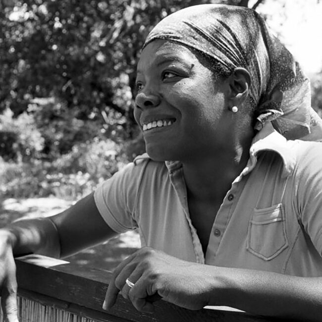 Maya Angelou headscarf at fence headscarf, credit: Wayne Miller/Magnum