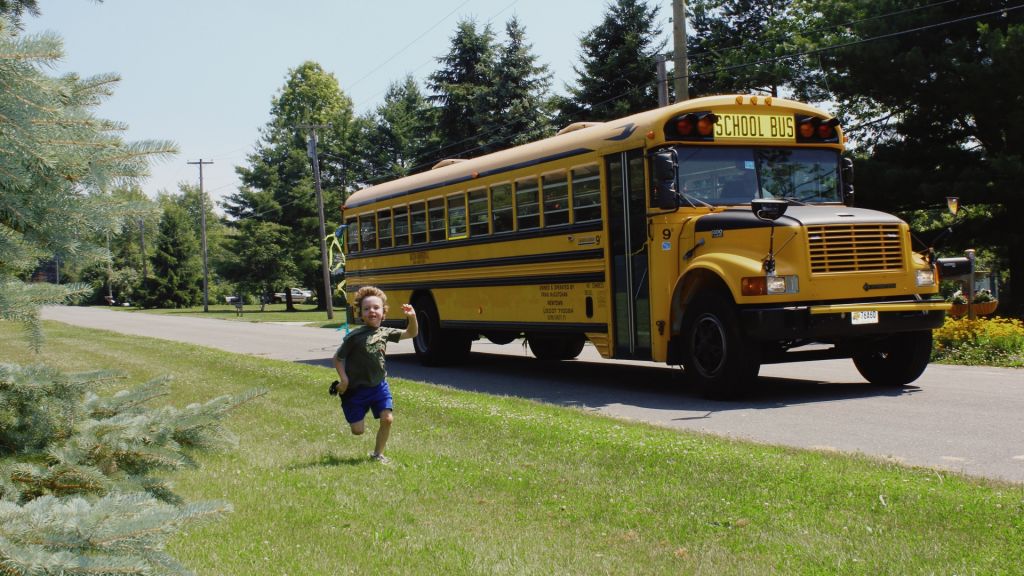 Mark Barden's son Daniel Barden races the school bus in Newtown