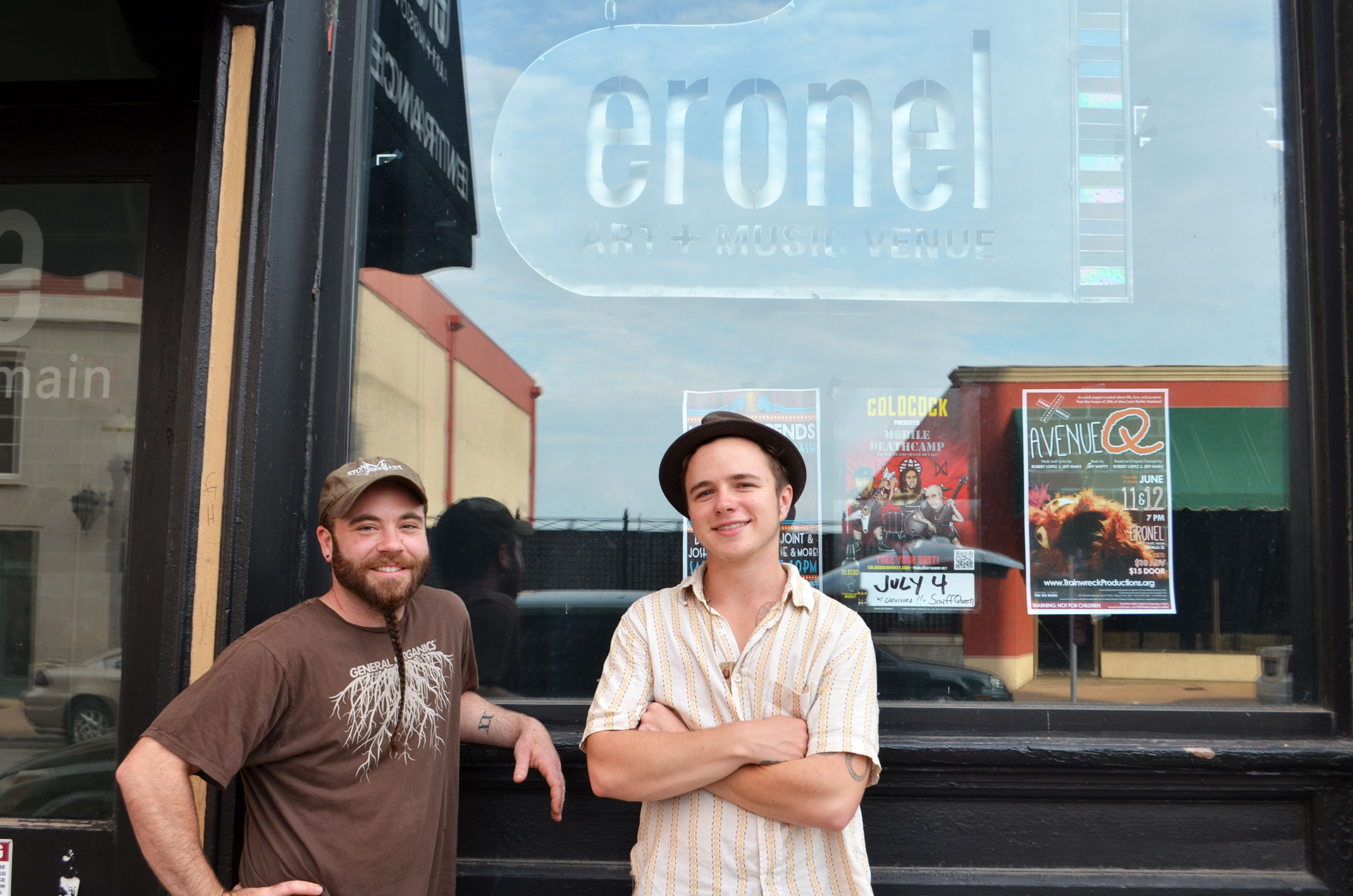 Joe and Bennett in front of Eronel music venue