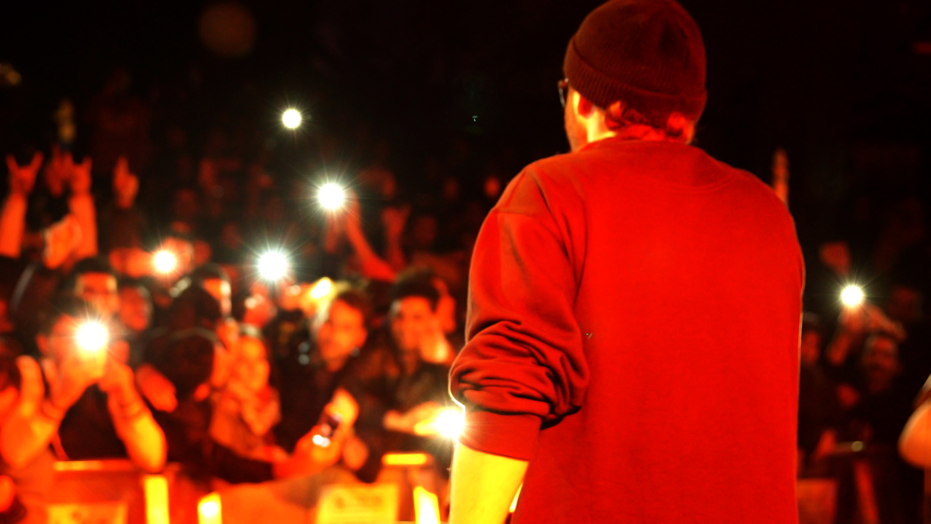 Shahin Najafi in a public performance, from When God Sleeps