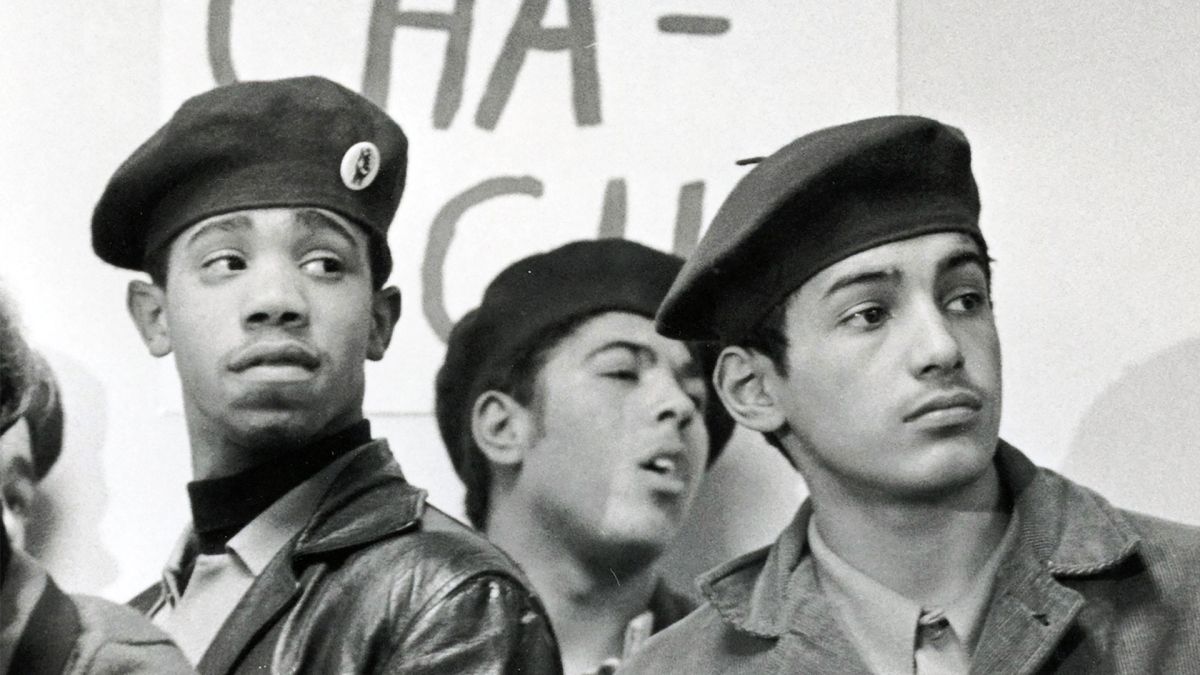 From First Rainbow Coalition: Young Lords members protest at 18th Ave. Police Station, Chicago