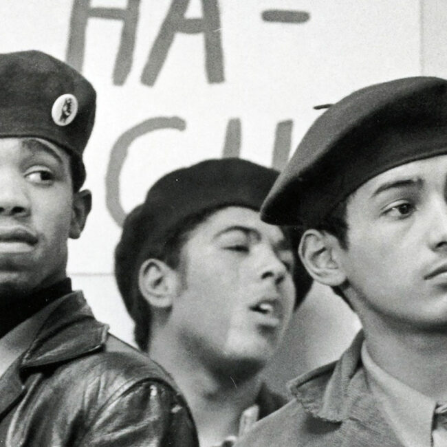 From First Rainbow Coalition: Young Lords members protest at 18th Ave. Police Station, Chicago