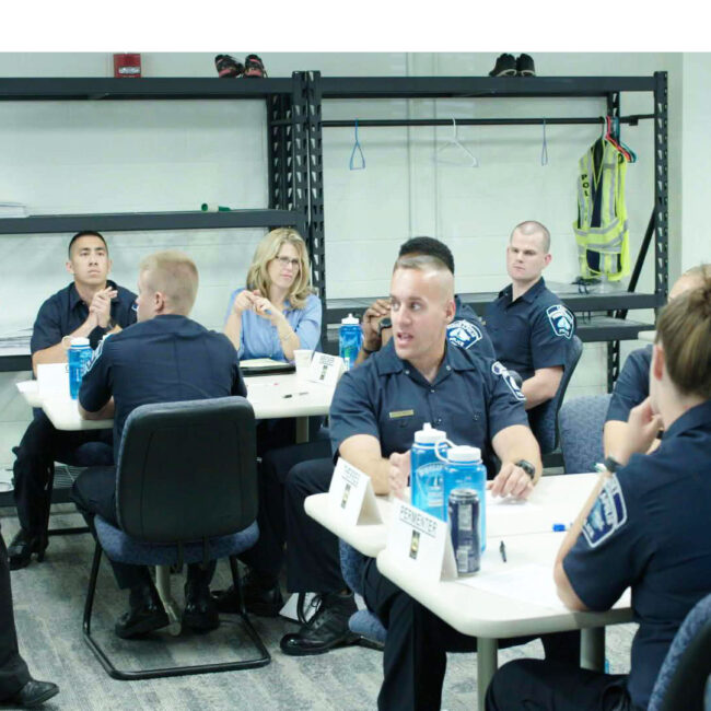 Sgt. Alice White training cadets in procedural justice