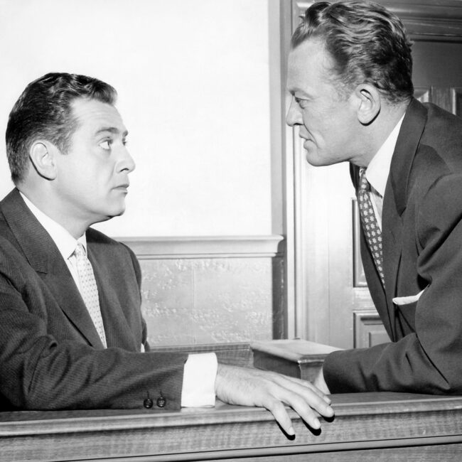 Photograph of Raymond Burr and William Talman the CBS-TV series Perry Mason