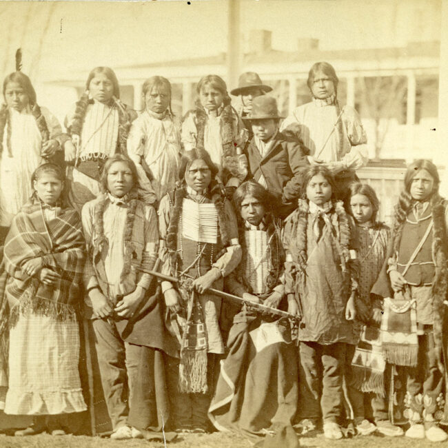Arapaho and Shoshone children arrive off the train to Carlisle, 1881