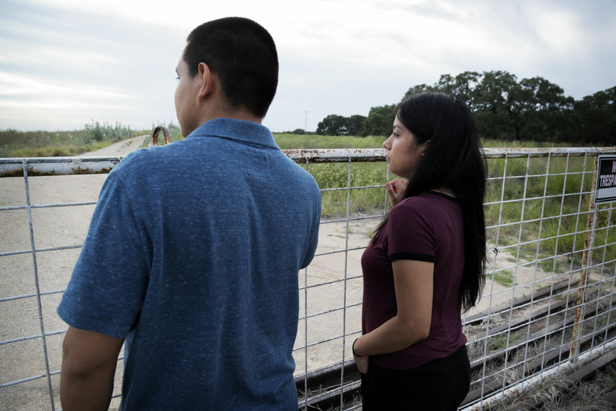 From Missing in Brooks County: Omar Roman and his wife Michelle at a ranch in Brooks County, TX, where Homero Roman Gomez went missing.