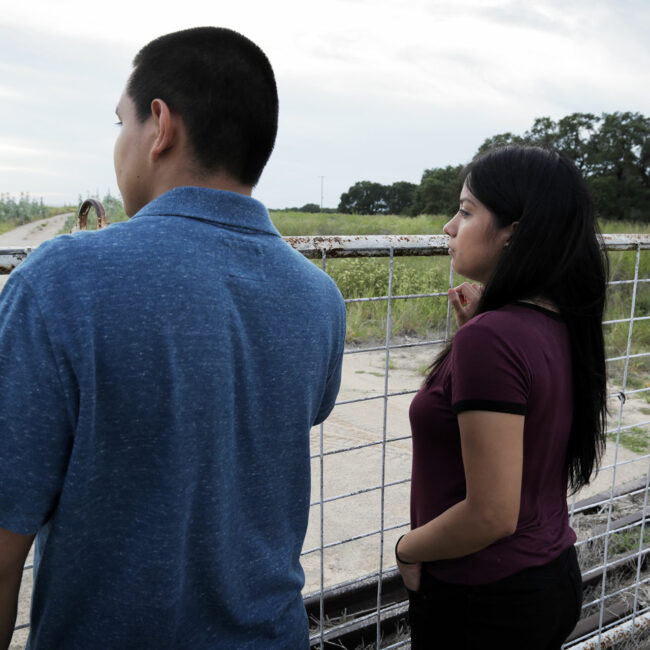 From Missing in Brooks County: Omar Roman and his wife Michelle at a ranch in Brooks County, TX, where Homero Roman Gomez went missing.