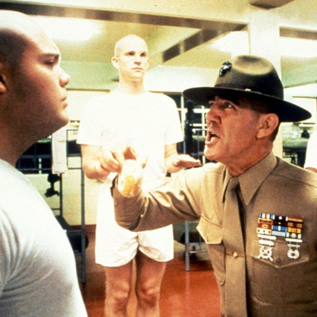 Actors Vincent d'Onofrio, Matthew Modine and R.Lee Ermey on the set of 