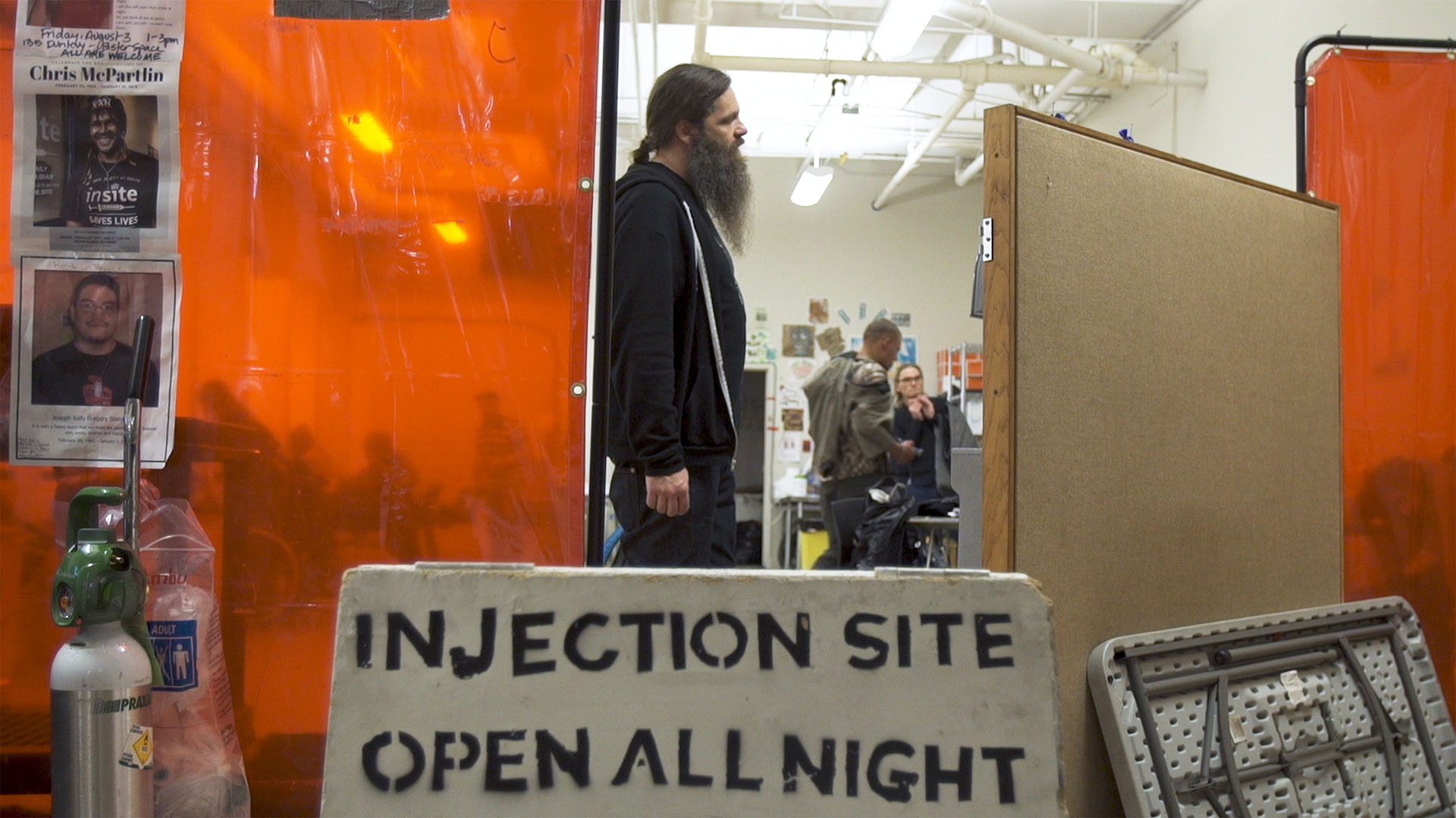 Ronnie Grigg inside the Overdose Prevention Society site in Vancouver's Downtown Eastside