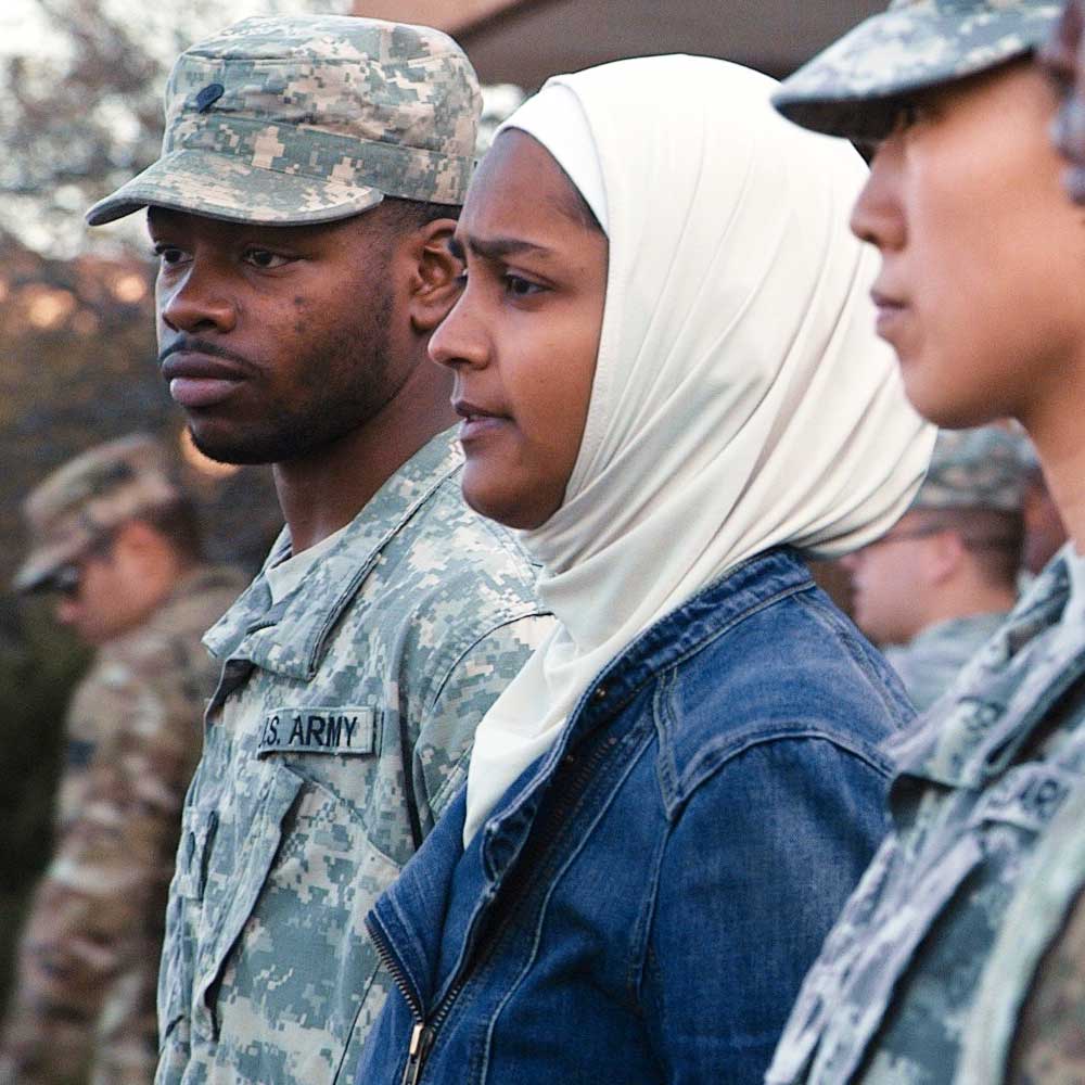 Saleha Jabeen at Fort Sheridan Army Reserve Base, Illinois. From Three Chaplains.