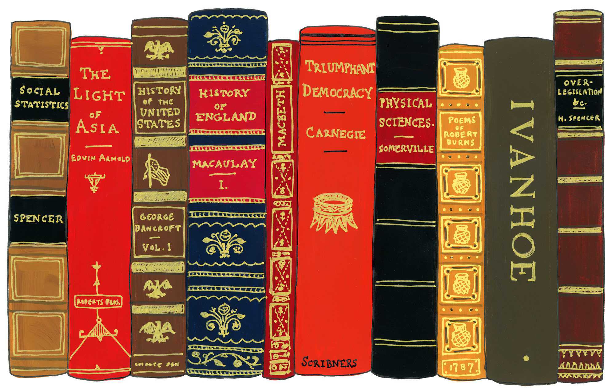 Illustration by Jane Mount Gilded-Carnegie-bookshelf-IdealBookshelf1046-AndrewCarnegie.jpg