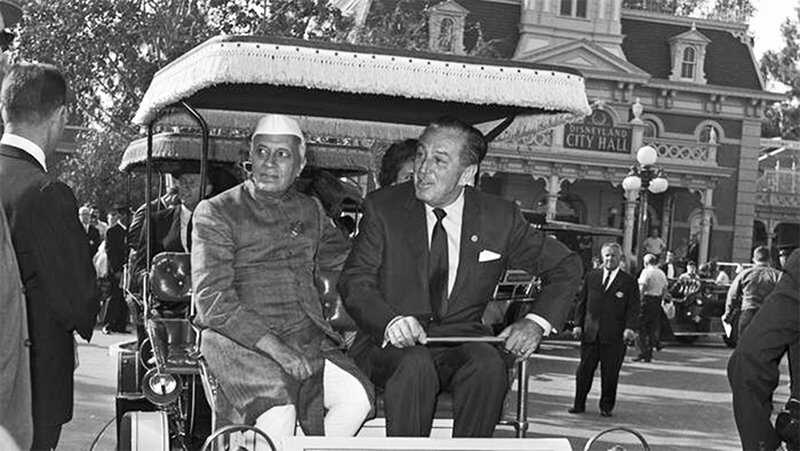 Walt Disney and Prime Minister Nehru of India tour Disneyland in 1961. Credit: Corbis Disney and Nehru_700.jpg