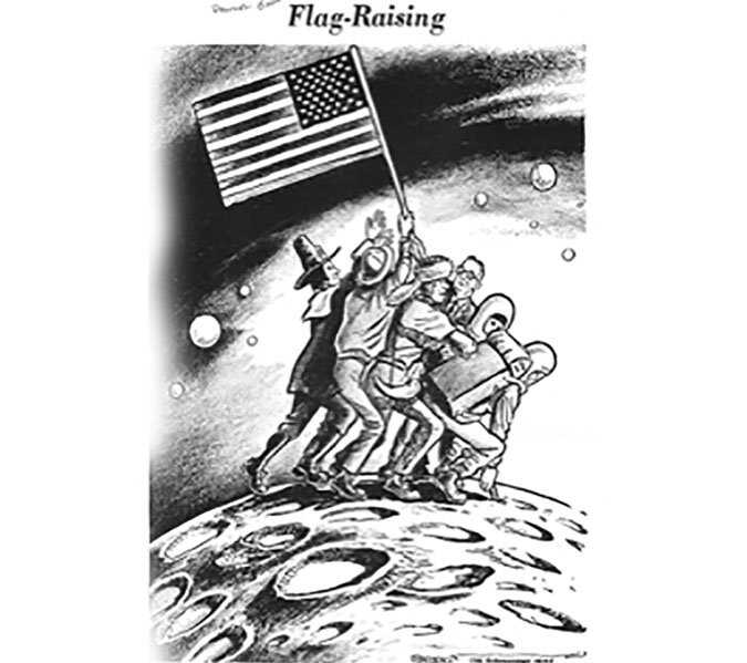 Charles Brooks, “Flag-Raising,” Birmingham News, July 22, 1969. CTM Pol Cartoons Flag T2.jpg