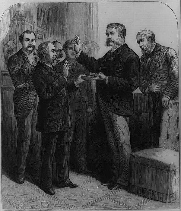 Chester Arthur Takes the Oath of Office. Credit: Library of Congress MOAP_OathOffice.jpg