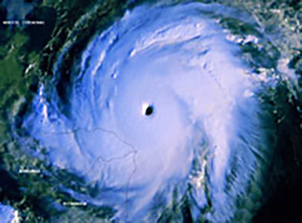 A hurricane makes landfall. National Oceanic and Atmospheric Administration Hurricane_perfect_Storm.jpg