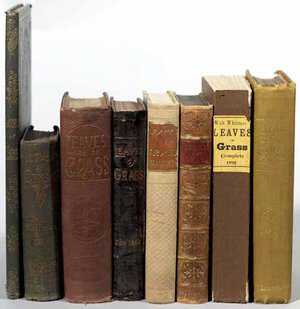 Editions of Leaves of Grass. Courtesy: Library of Congress Whitman Grass books.jpg