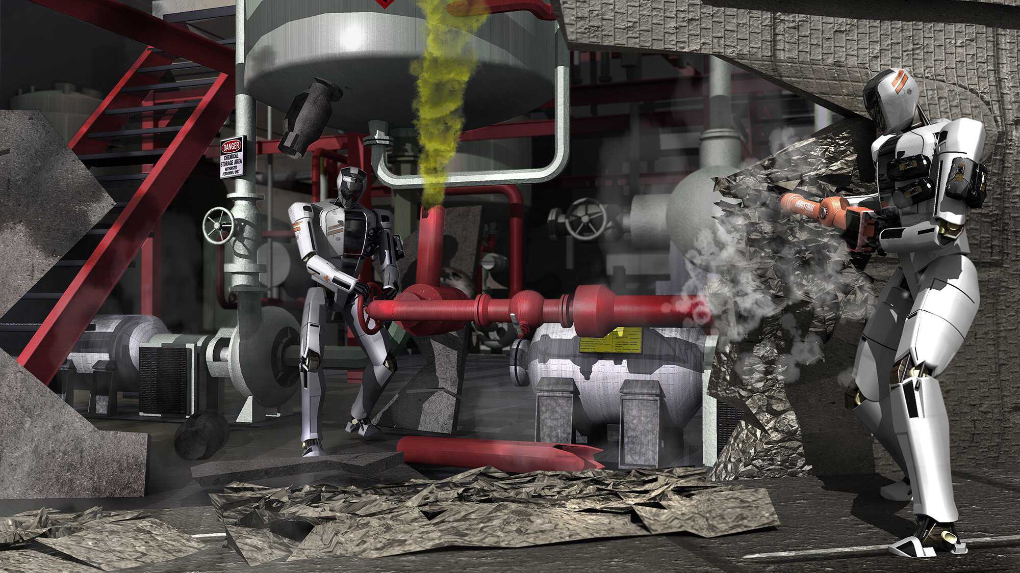Artist’s concept of robots competing in the DARPA Robotics Challenge. Photo courtesy of DARPA. Tuxedo-Darpa-feature.jpg