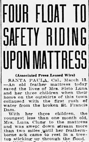 A headline from the front page of The Arizona Republican newspaper, March 14, 1928. Much of the mainstream coverage of the Luna’s story contained inaccuracies due to its translation from the Spanish-language newspaper La Voz. Flood Soledad newspaper.jpg