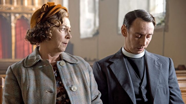 Tessa Peake-Jones and Al Weaver as Mrs. C and Leonard in Grantchester, Season 5: Episode 6