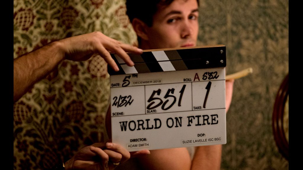 Jonah Hauer-King filming for World on Fire, Season 1