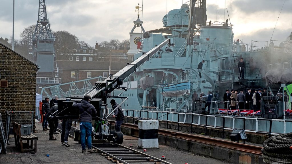 Filming HMS Exeter scene for World on Fire, Season 1