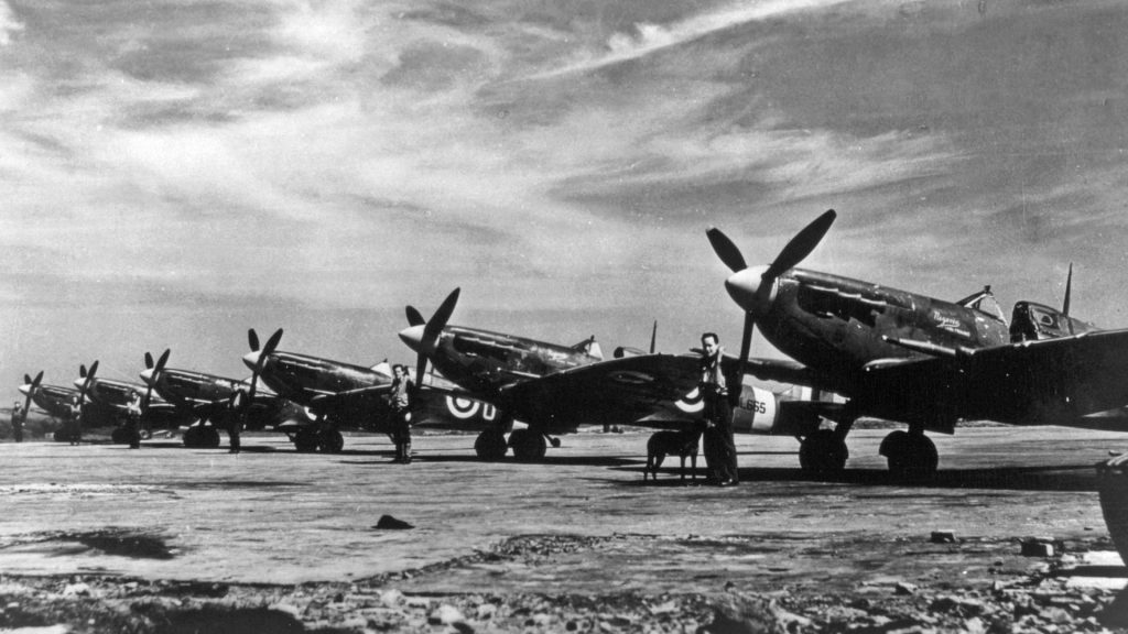 British spitfire planes during the Battle of Britain, 1940