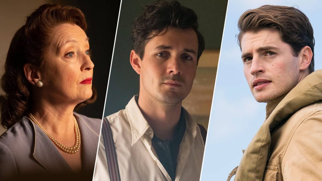 Lesley Manville as Robina, Jonah Hauer-King as Harry and Gregg Sulkin as David