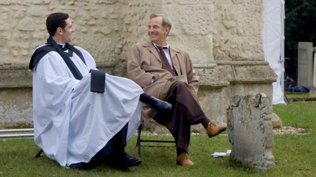 Tom Brittney and Robson Green talking about filming Grantchester