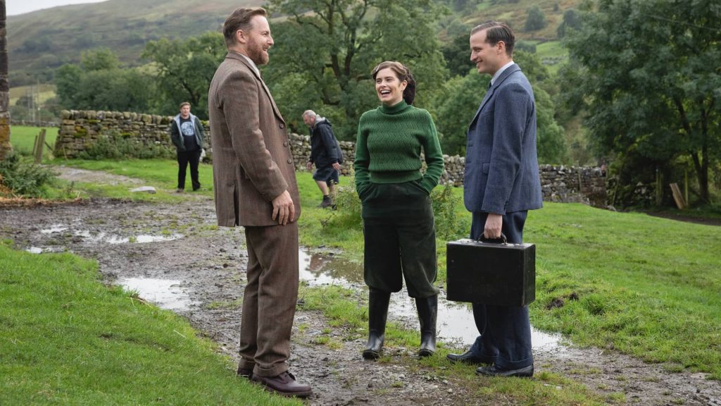 Samuel West, Rachel Shenton and Nicholas Ralph behind the scenes of All Creatures Great and Small as seen on MASTERPIECE on PBS