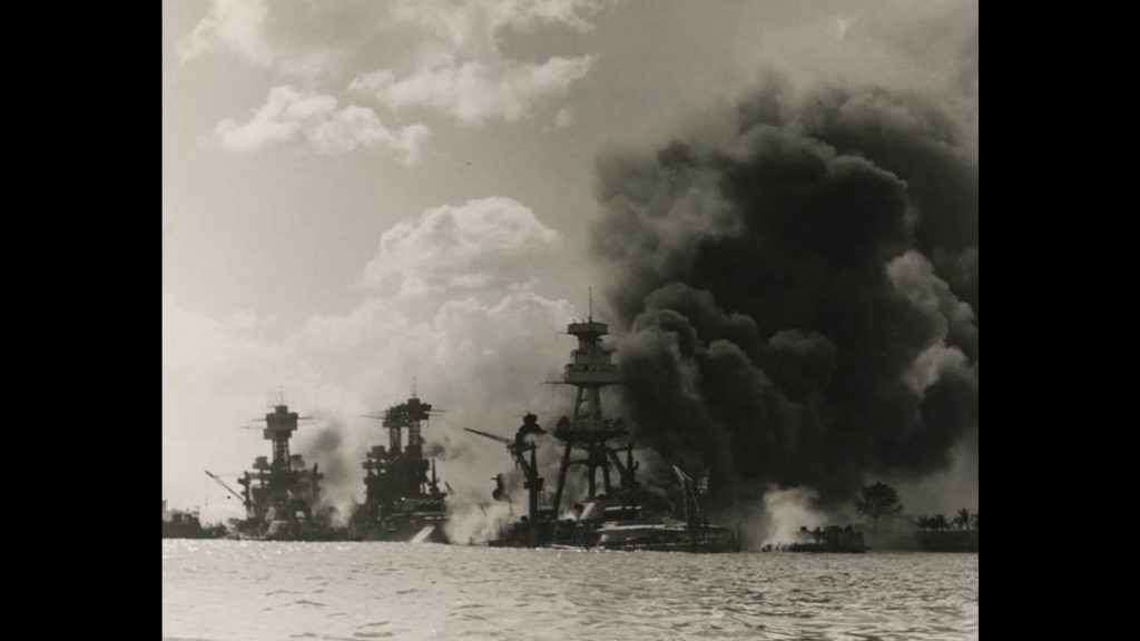 USS West Virginia, USS Tennessee and USS Arizona after Pearl Harbor attack
