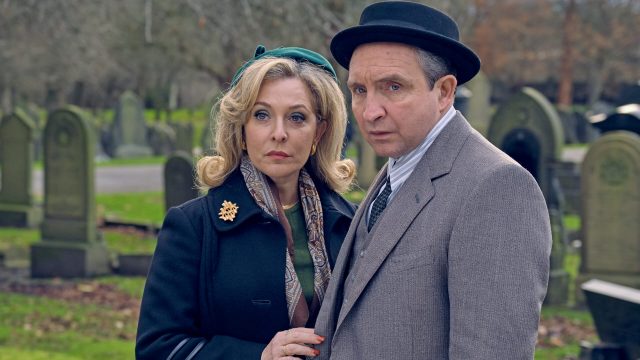 Actors Tracy-Ann Oberman and Eddie Marsan as Nancy an Soly Malinovsky in Ridley Road on MASTERPIECE on PBS.