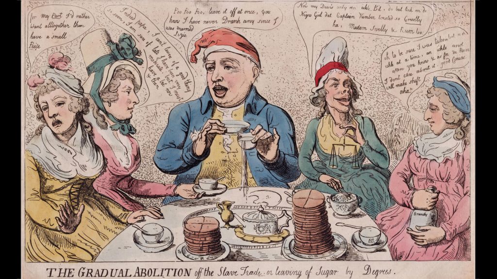 Vintage political cartoon by Isaac Cruikshank published in April 1792 entitled 