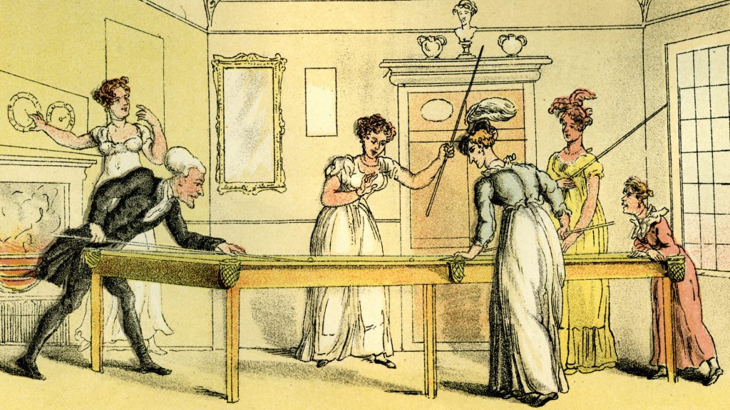 'The billiard table', an illustration by Thomas Rowlandson