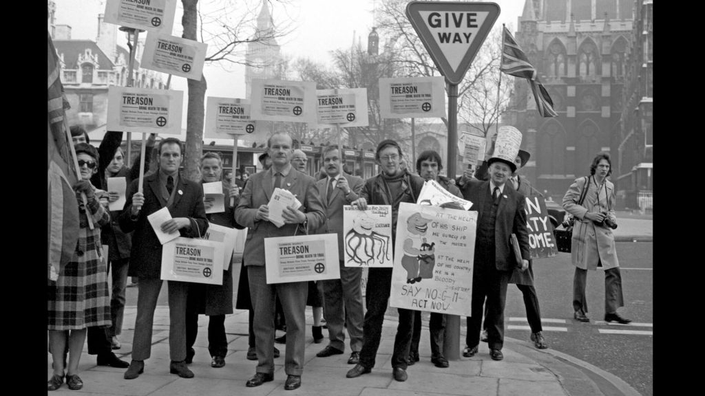 Colin Jordan heads group of anti-common market protestors, 1972