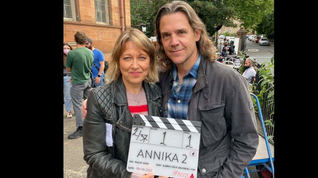 Nicola Walker and Jamie Sives on the set of Annika Season 2