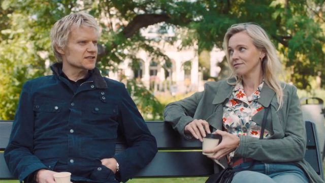 Actors Marc Warren and Loes Haverkort in a scene from Van der Valk Season 2 on PBS MASTERPIECE