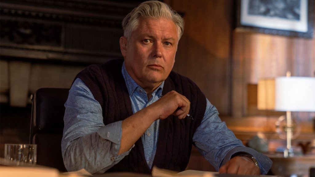 Actor Conleth Hill as Alan Conway in Magpie Murders on PBS MASTERPIECE