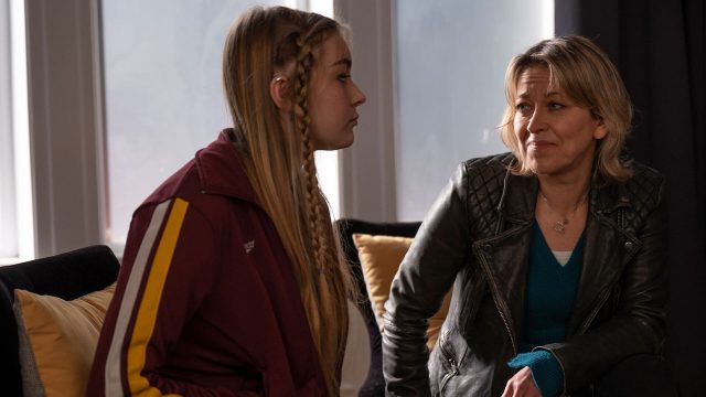 Actors Sylvie Furneaux (left) and Nicola Walker (right) play daughter and mother in the crime series Annika on PBS MASTERPIECE